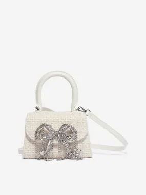 Self Portrait Girls Boucle Micro Bow Bag in Ivory