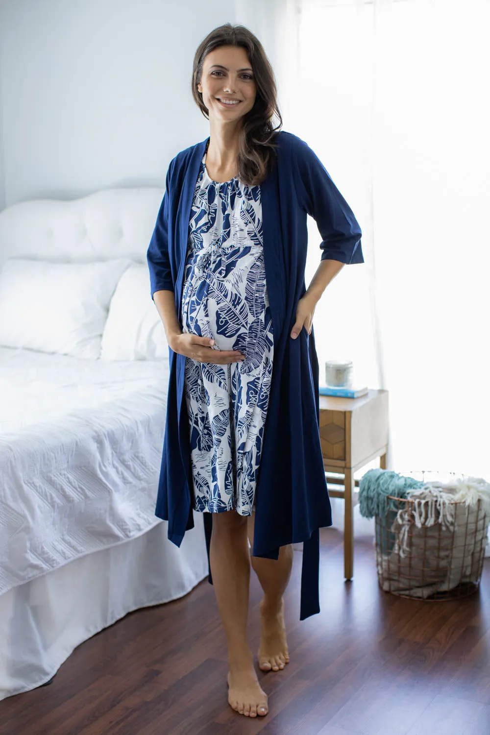 Serra 3 in 1 Labor Gown & Navy Robe Set