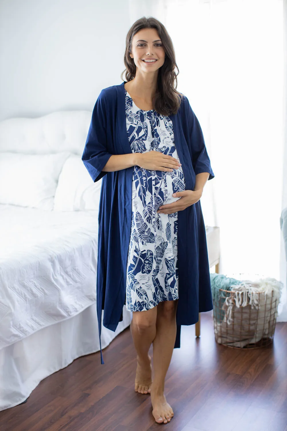 Serra 3 in 1 Labor Gown & Navy Robe Set