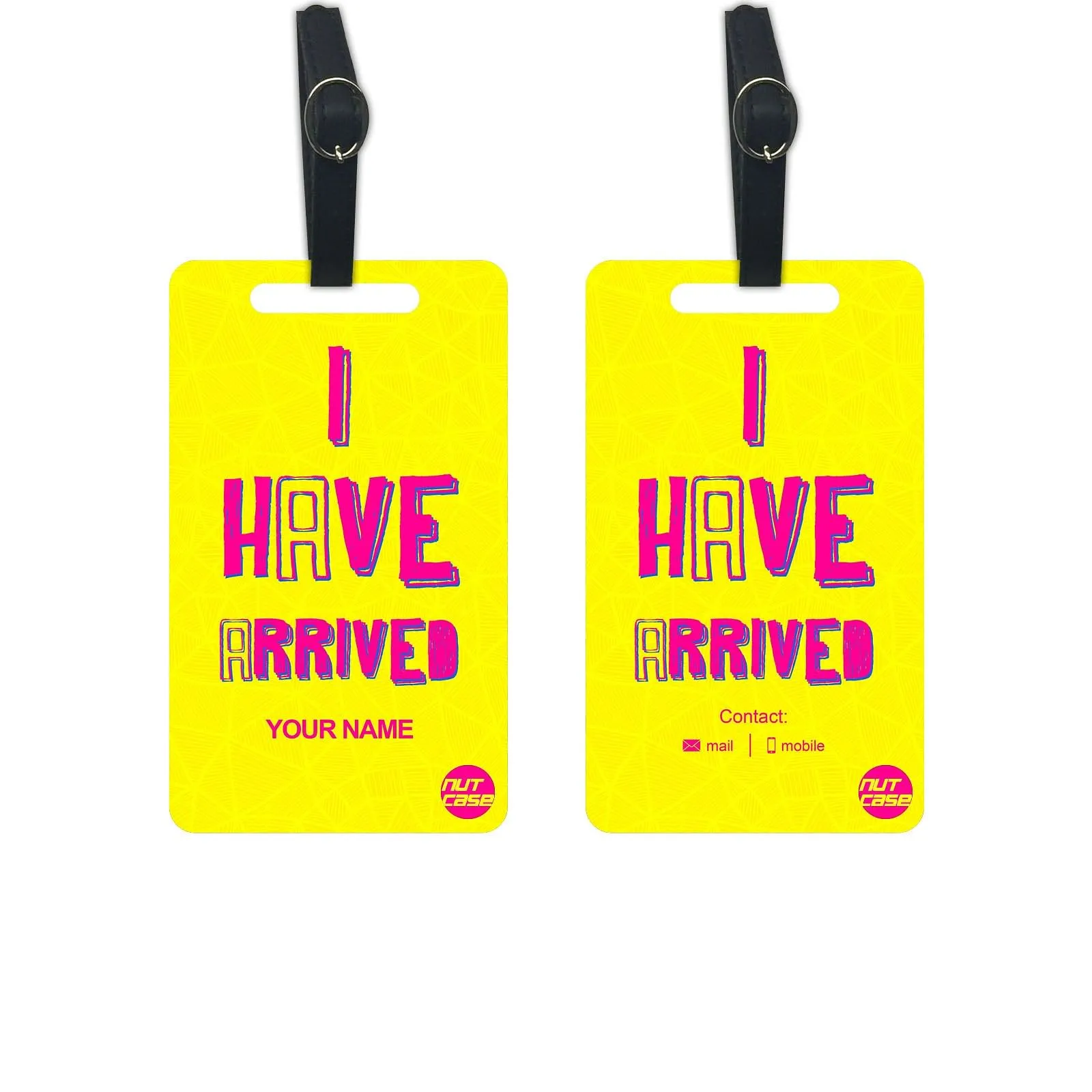 Set of 2 Personalised Luggage Labels Tag for Identifier Name - Arrived