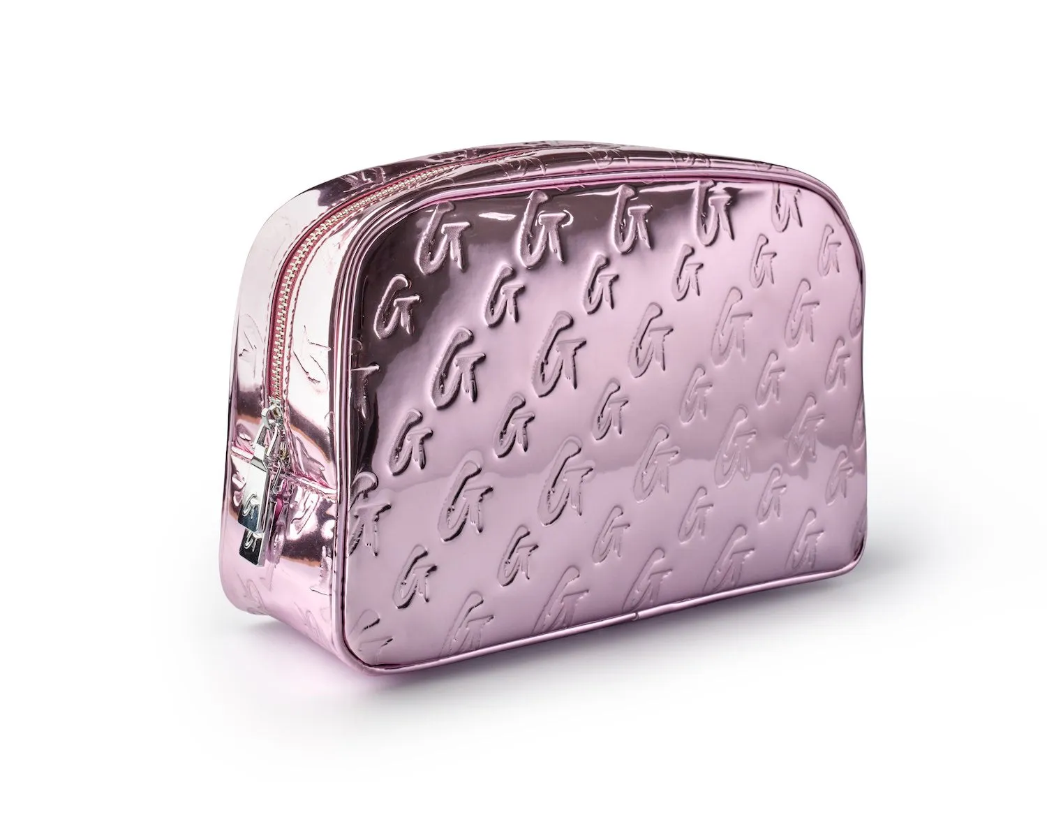 SMALL METALLIC MONOGRAM TOILETRY BAG - METALLIC PINK