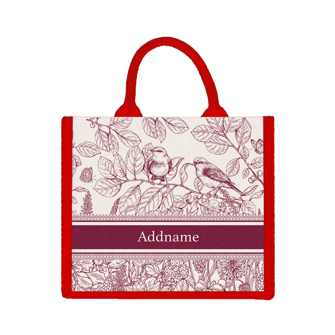 Song Birds Artline Series Jute Tote Bag [FREE Custom Add Name]