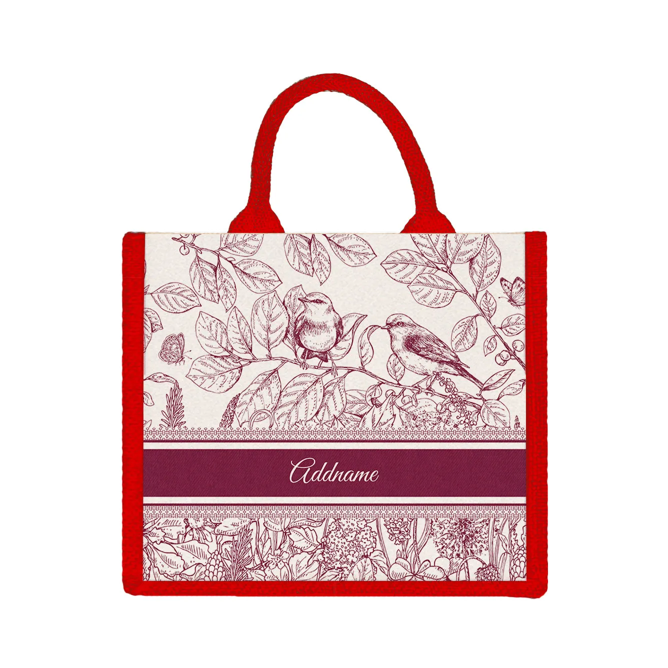 Song Birds Artline Series Jute Tote Bag [FREE Custom Add Name]