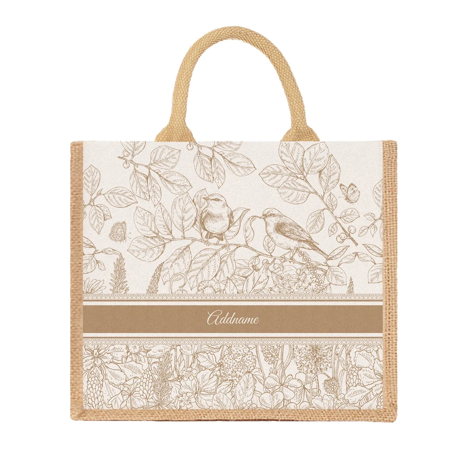 Song Birds Artline Series Jute Tote Bag [FREE Custom Add Name]