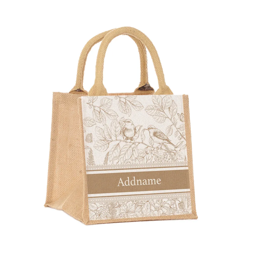 Song Birds Artline Series Jute Tote Bag [FREE Custom Add Name]