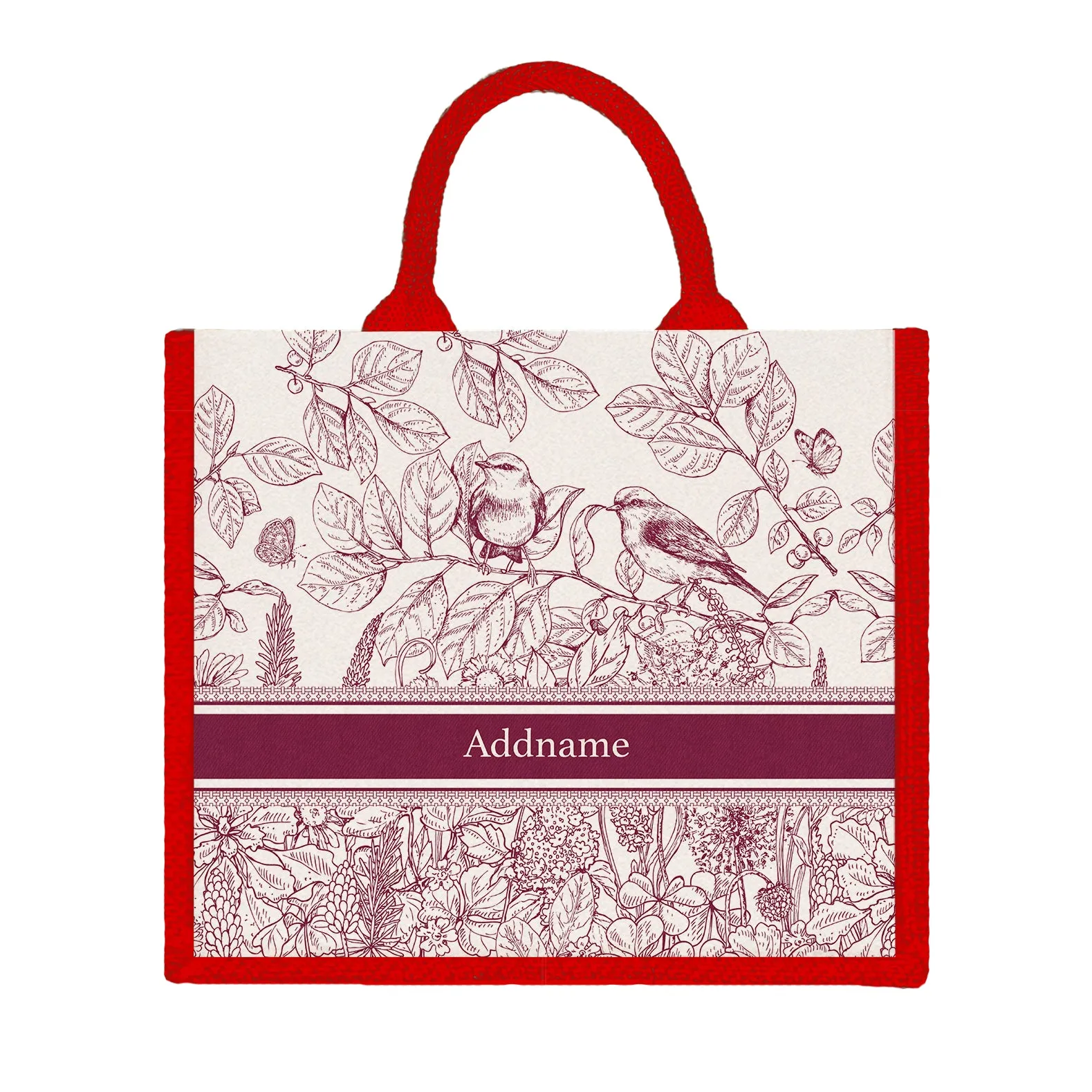 Song Birds Artline Series Jute Tote Bag [FREE Custom Add Name]