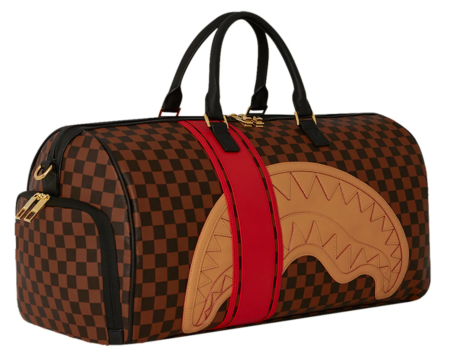 Sprayground Borson Henny Raceway Large Duffle In Brown Check