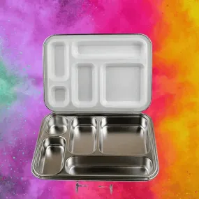 Stainless Steel Clamshell Lunch Box Bento Box with 2 or 5 Compartments