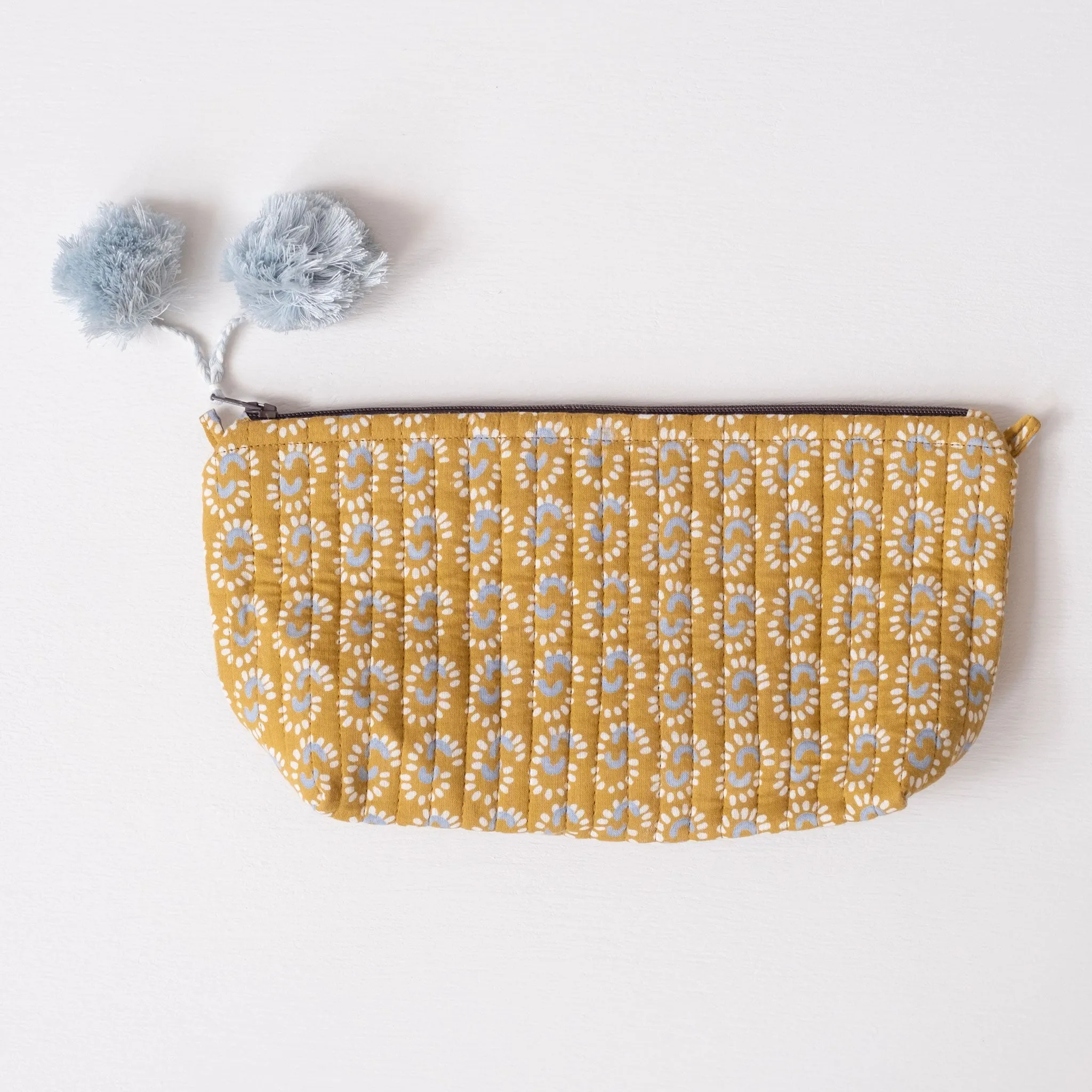 Sunburst Dark Honey Block Printed Makeup Pouch