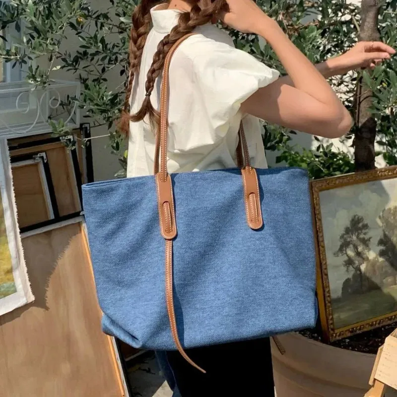 TAVIMART  -  Casual Denim big totes designer women shoulder bags large capacity   luxury lady purses and handbag Cowboy Travel Hand Bag bolsa