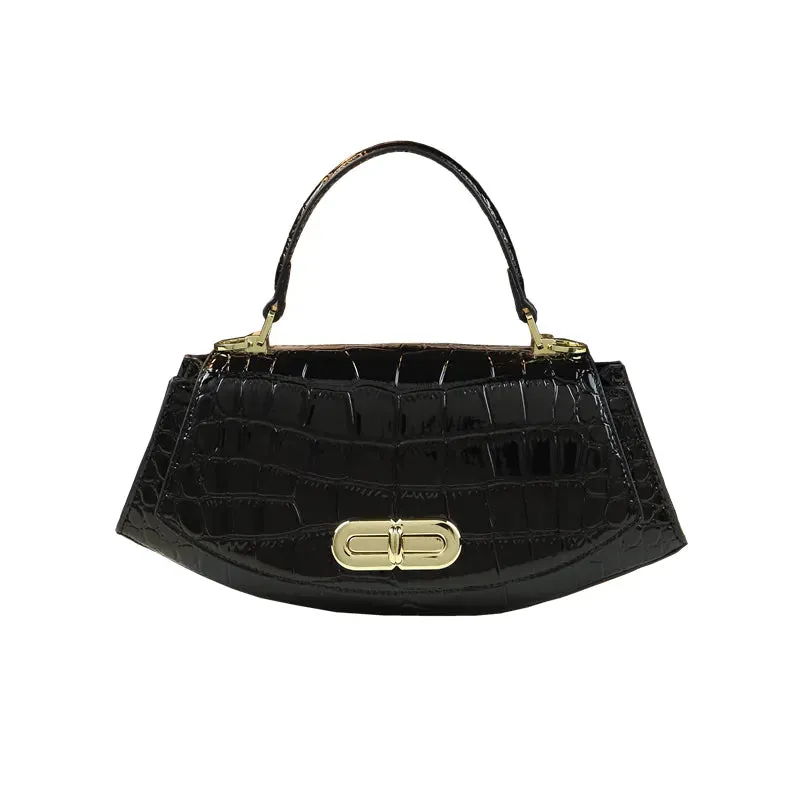 TEEK - Genuine Leather Saddle Croc Pattern Handbag