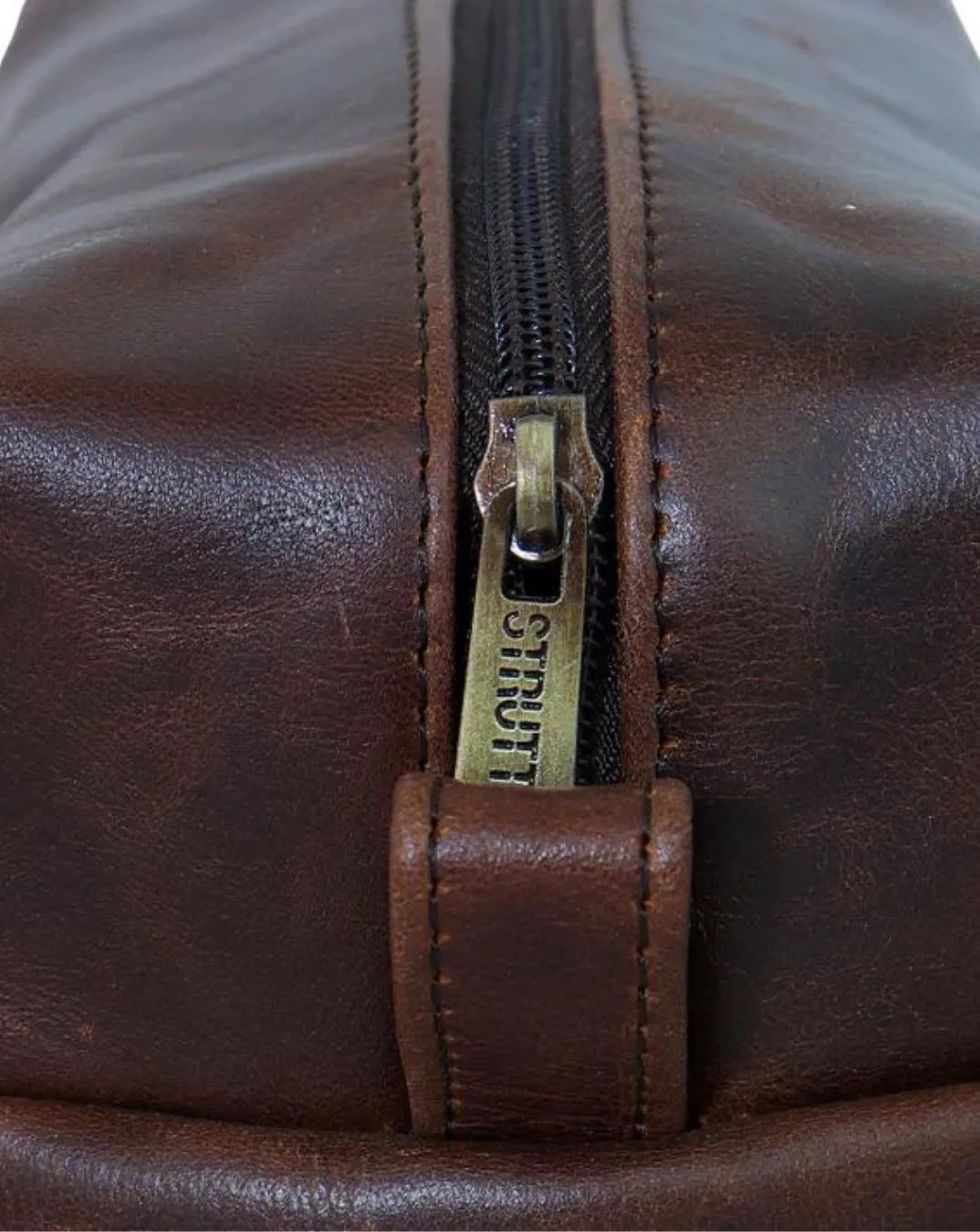 The Crushed Brown Leather Travel Toiletry Bag II DOPP Kit