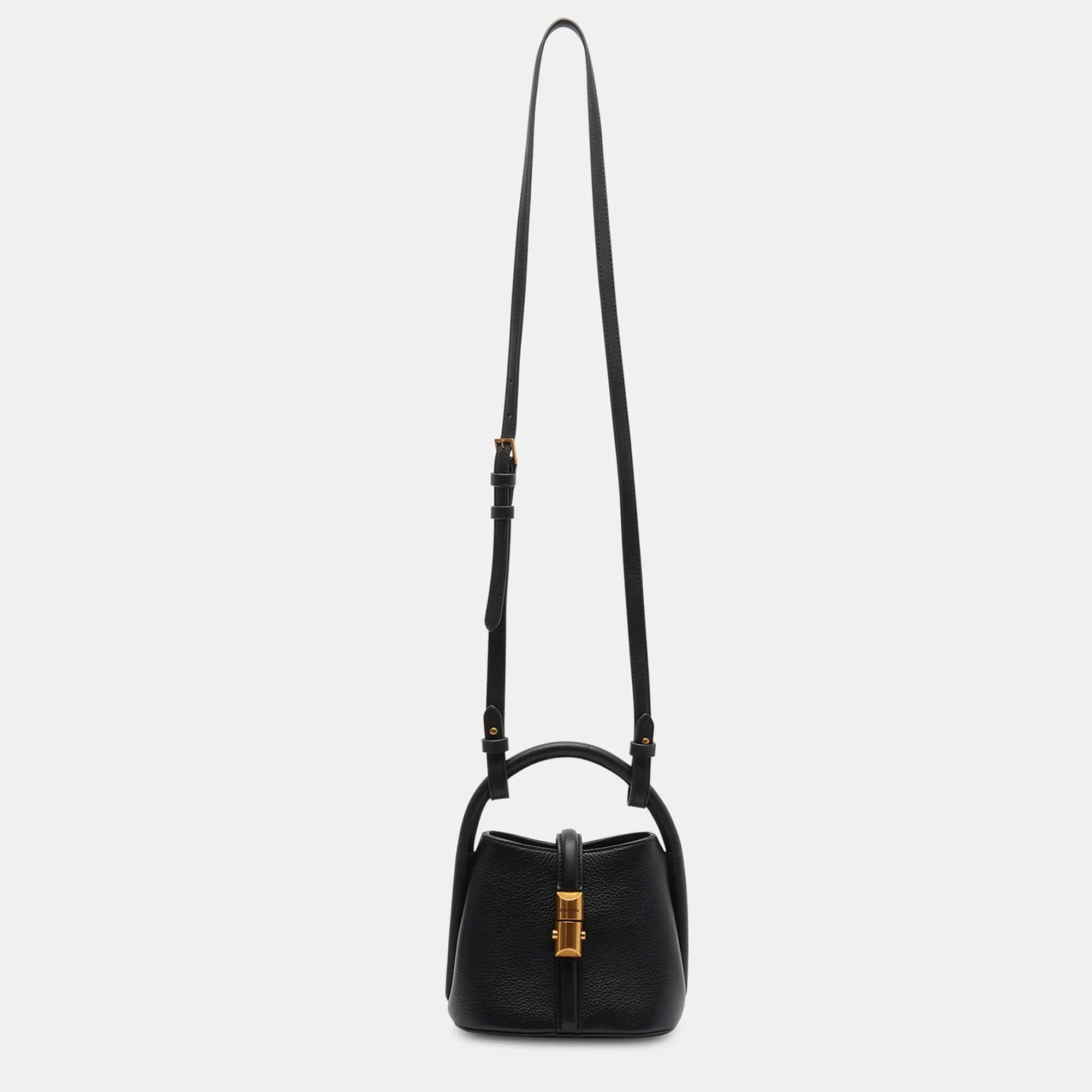 The Neve Mini Bucket Bag by Dolce Vita - Black Leather