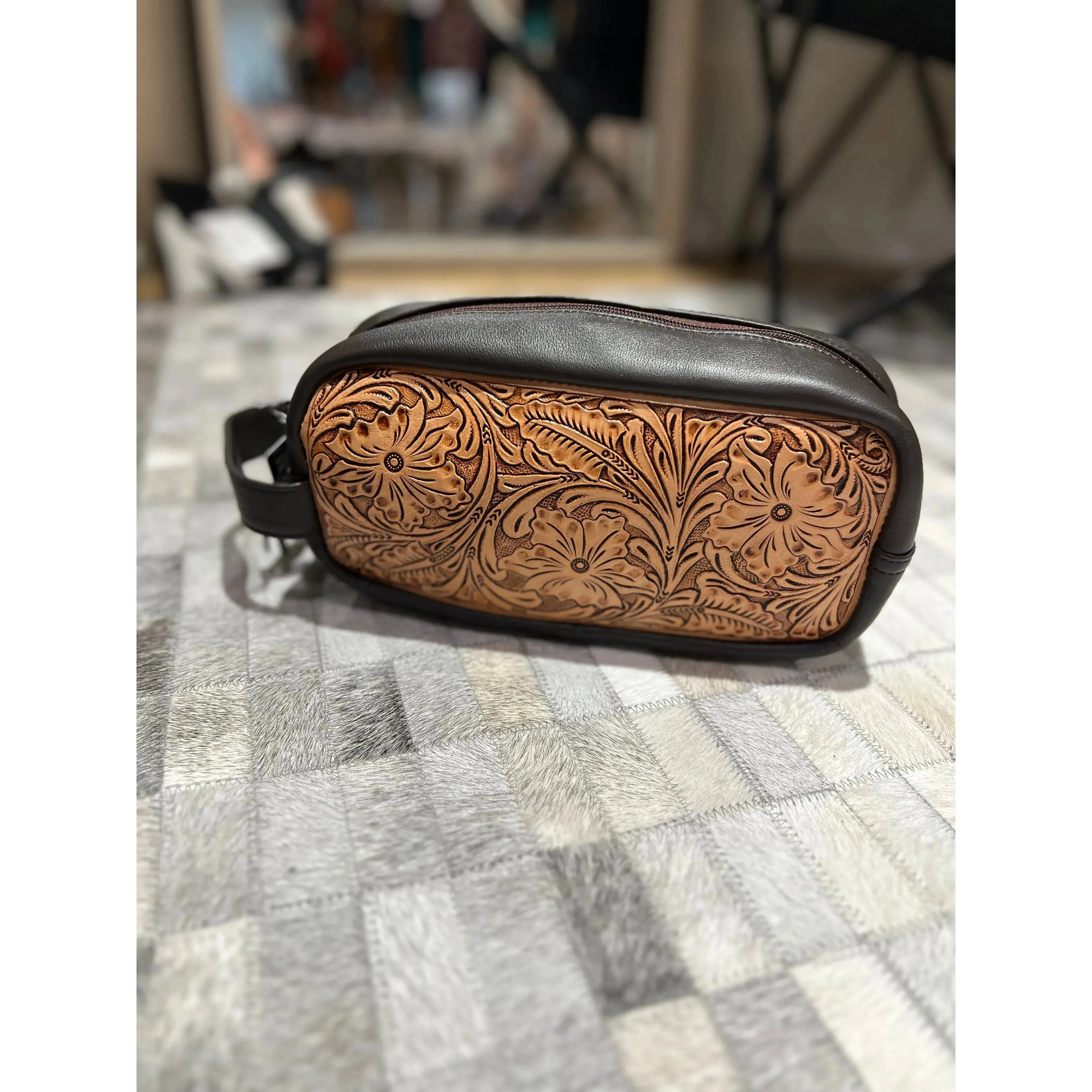 Tooled leather Toiletry Bag #tlt1