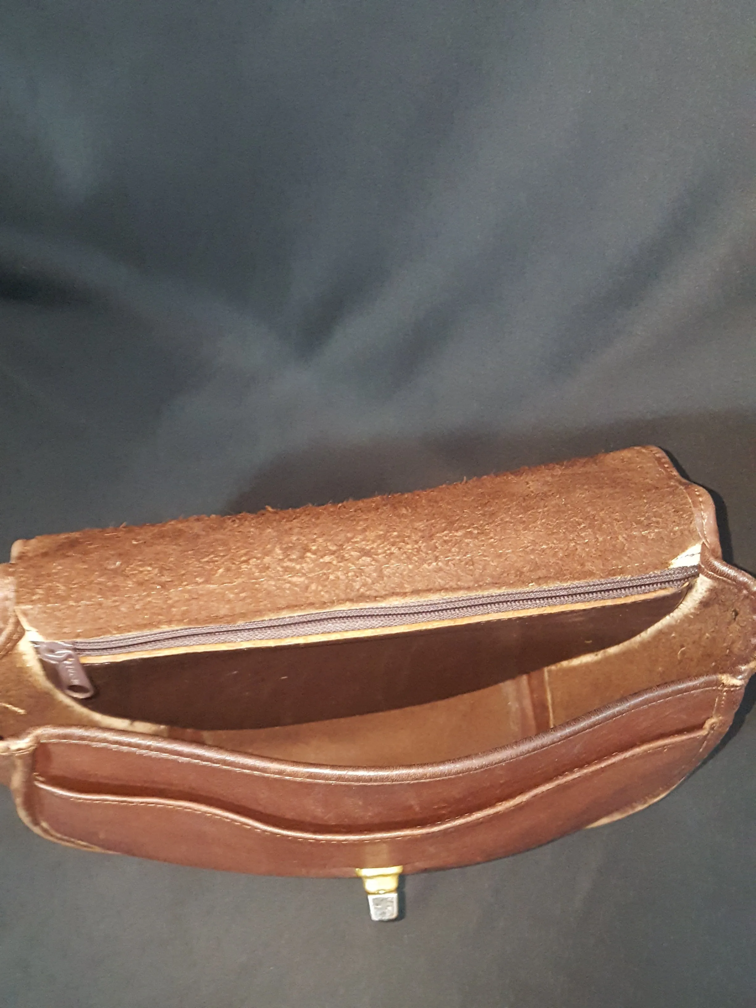 Vintage Brown Leather Saddle Bag