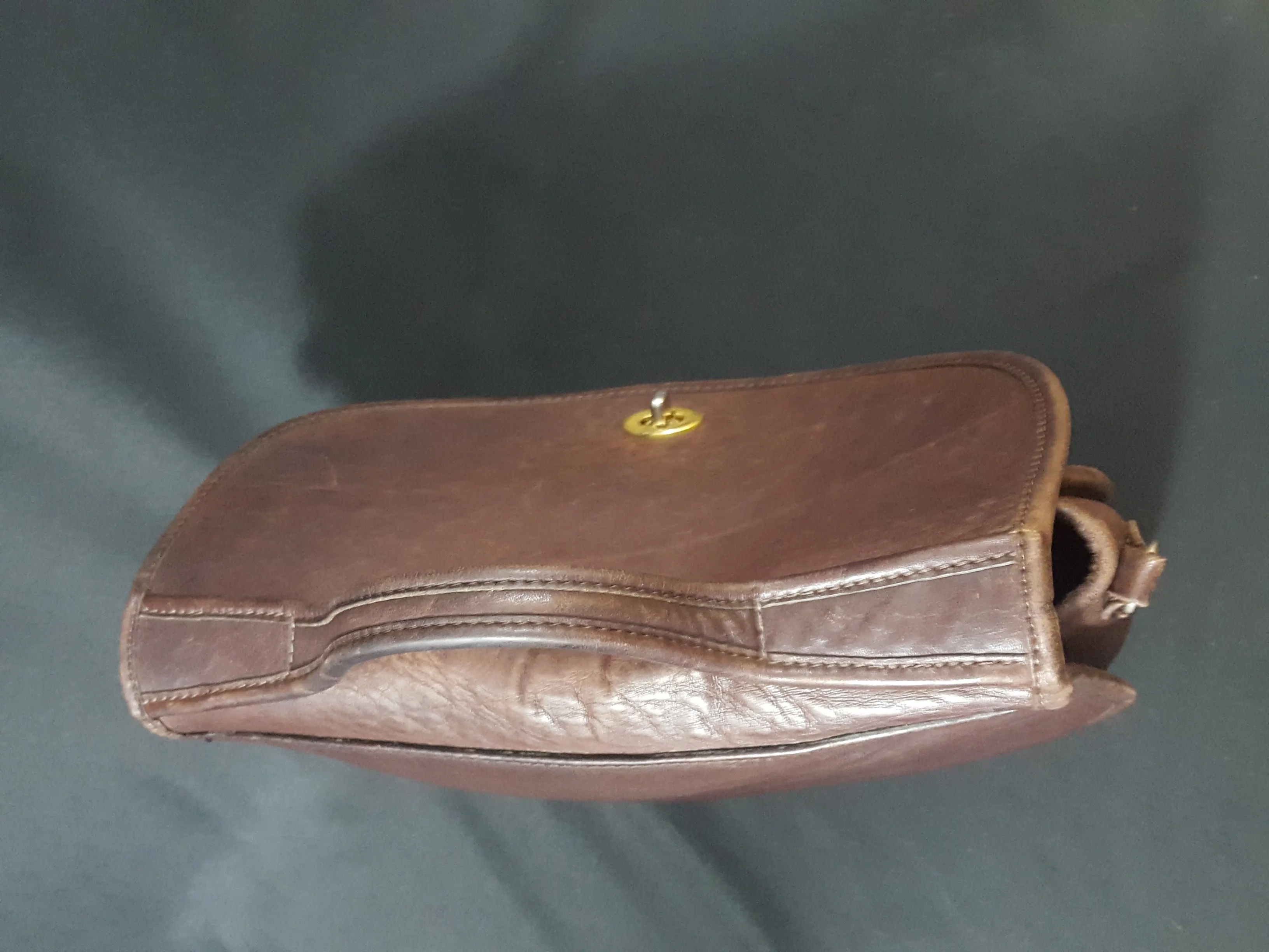 Vintage Brown Leather Saddle Bag