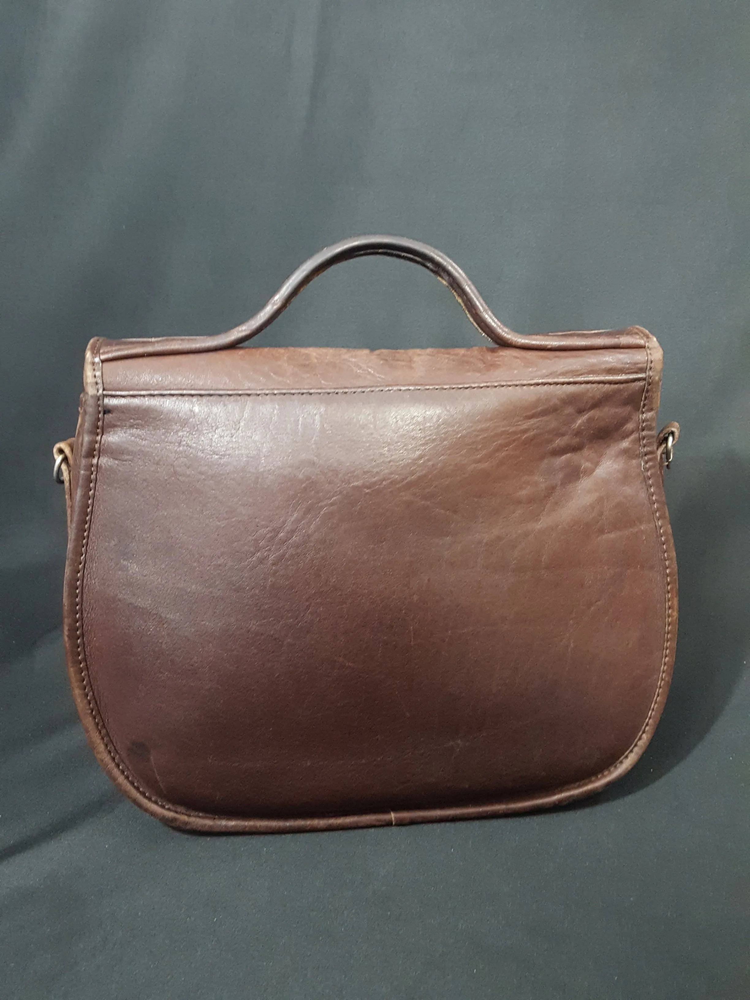 Vintage Brown Leather Saddle Bag