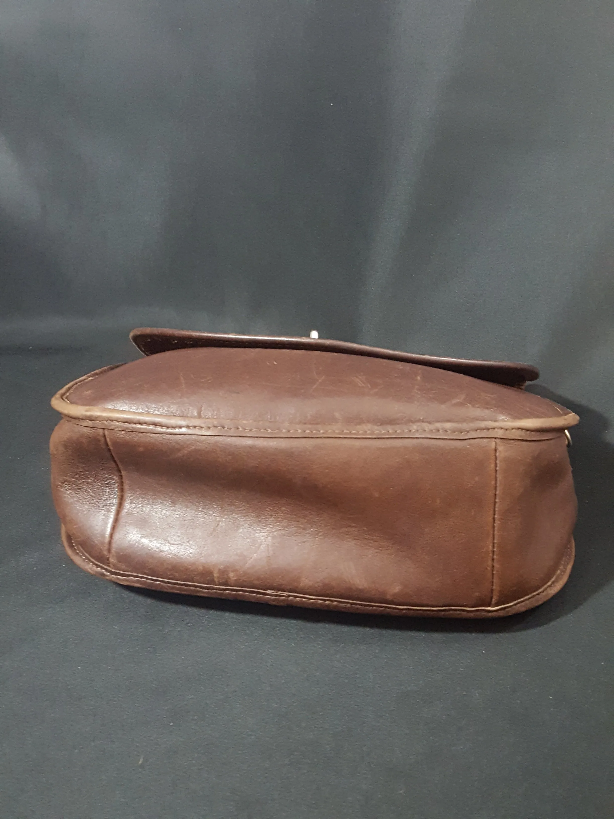 Vintage Brown Leather Saddle Bag