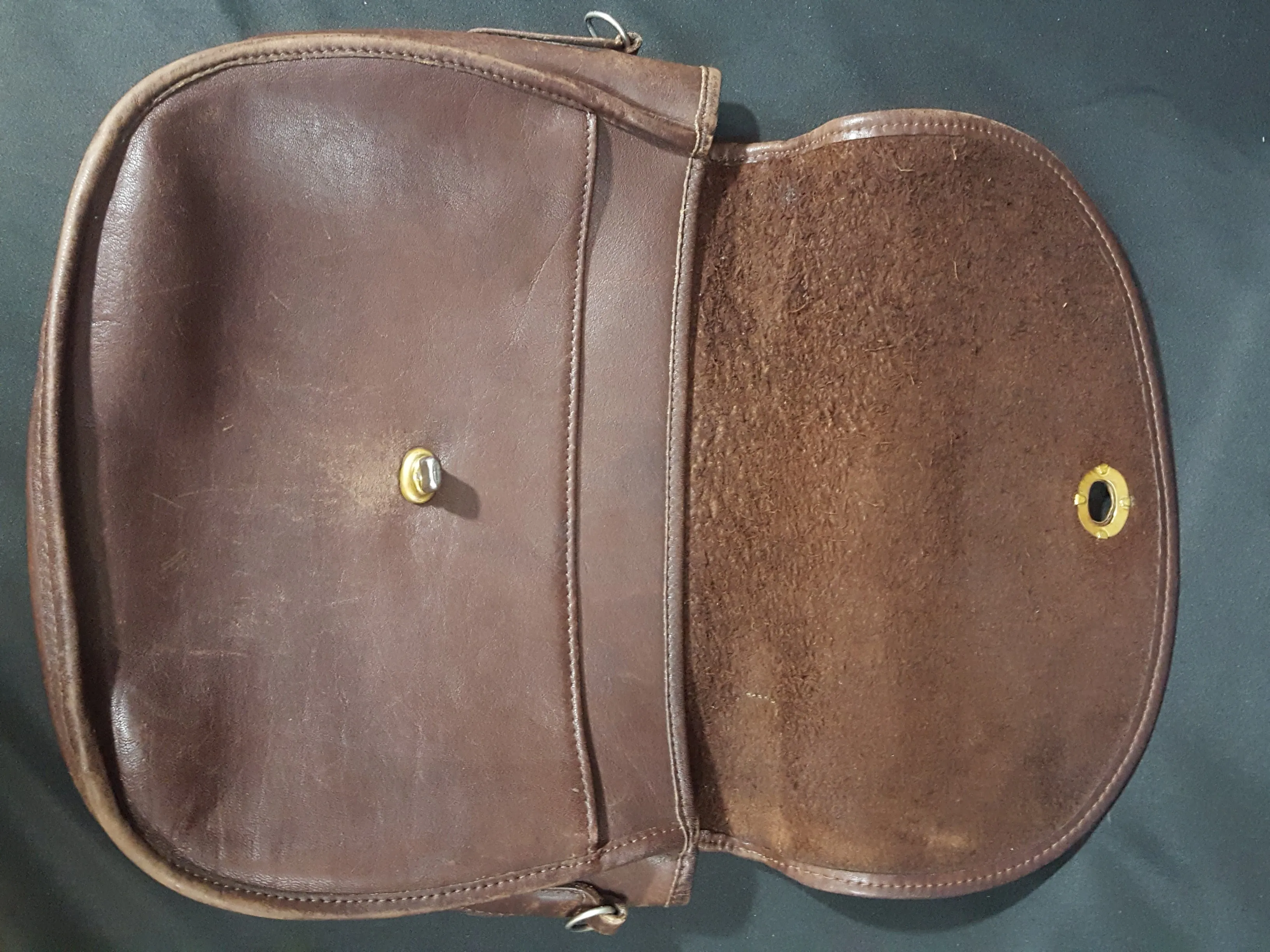 Vintage Brown Leather Saddle Bag