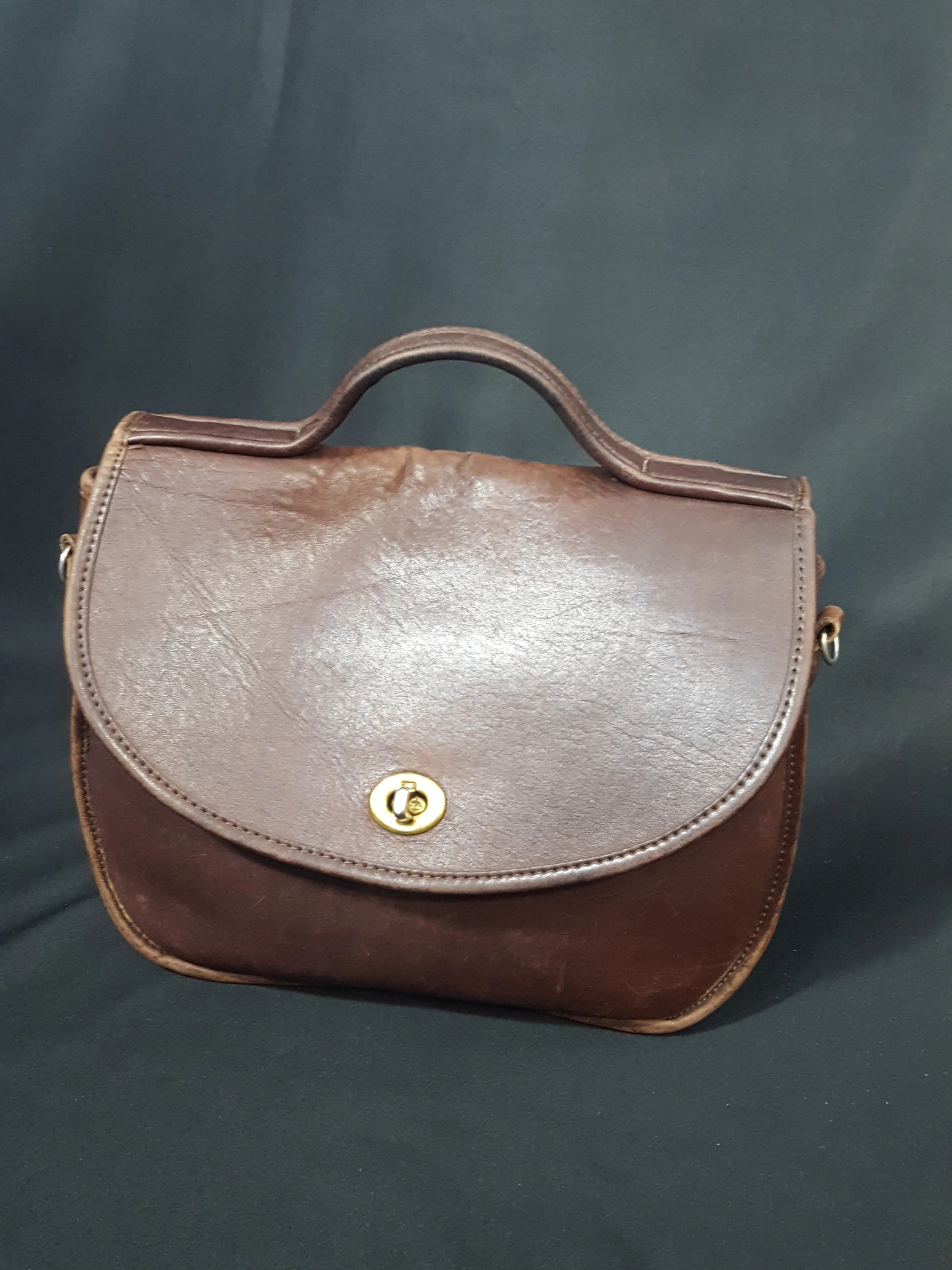 Vintage Brown Leather Saddle Bag