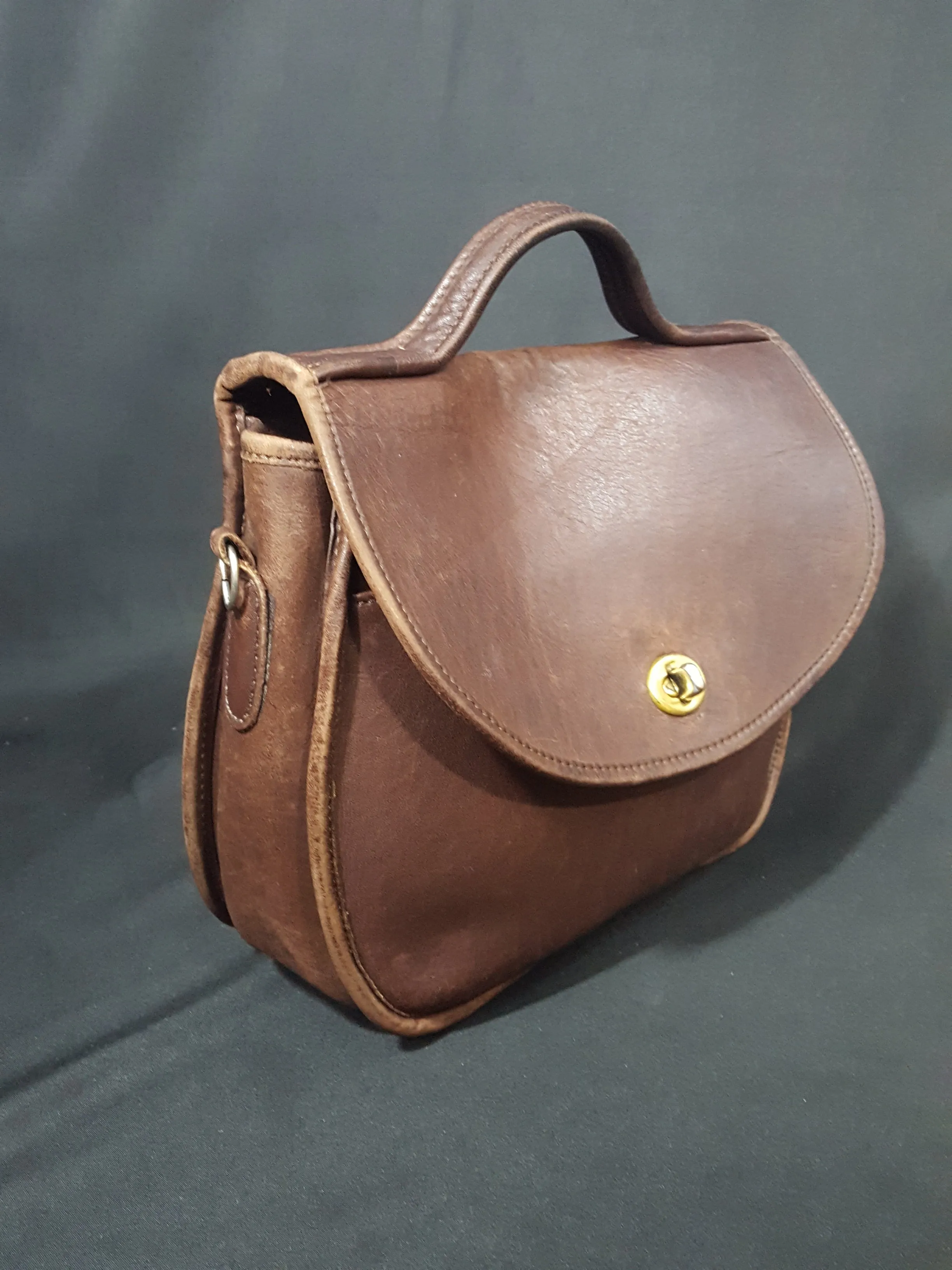 Vintage Brown Leather Saddle Bag