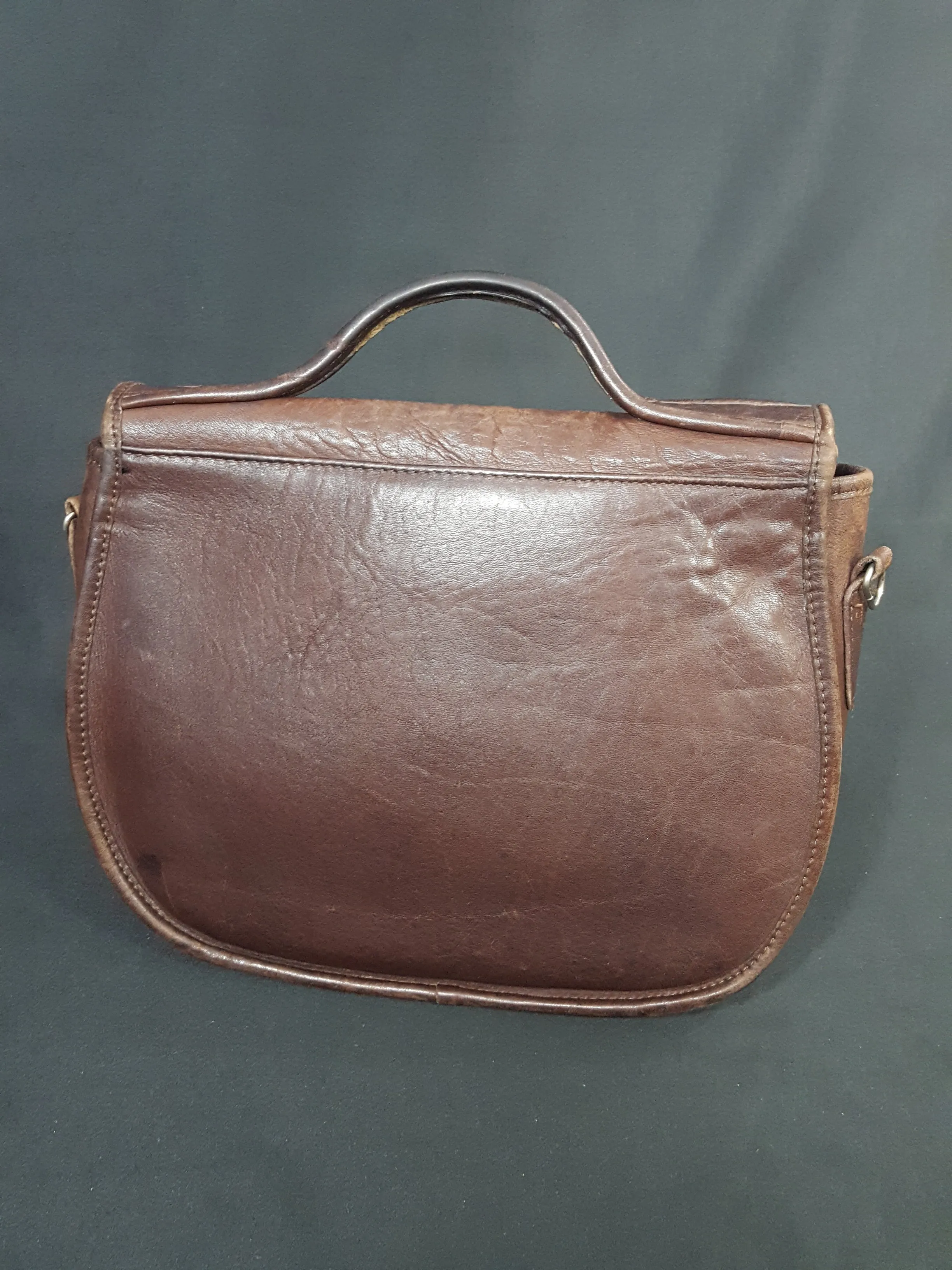 Vintage Brown Leather Saddle Bag