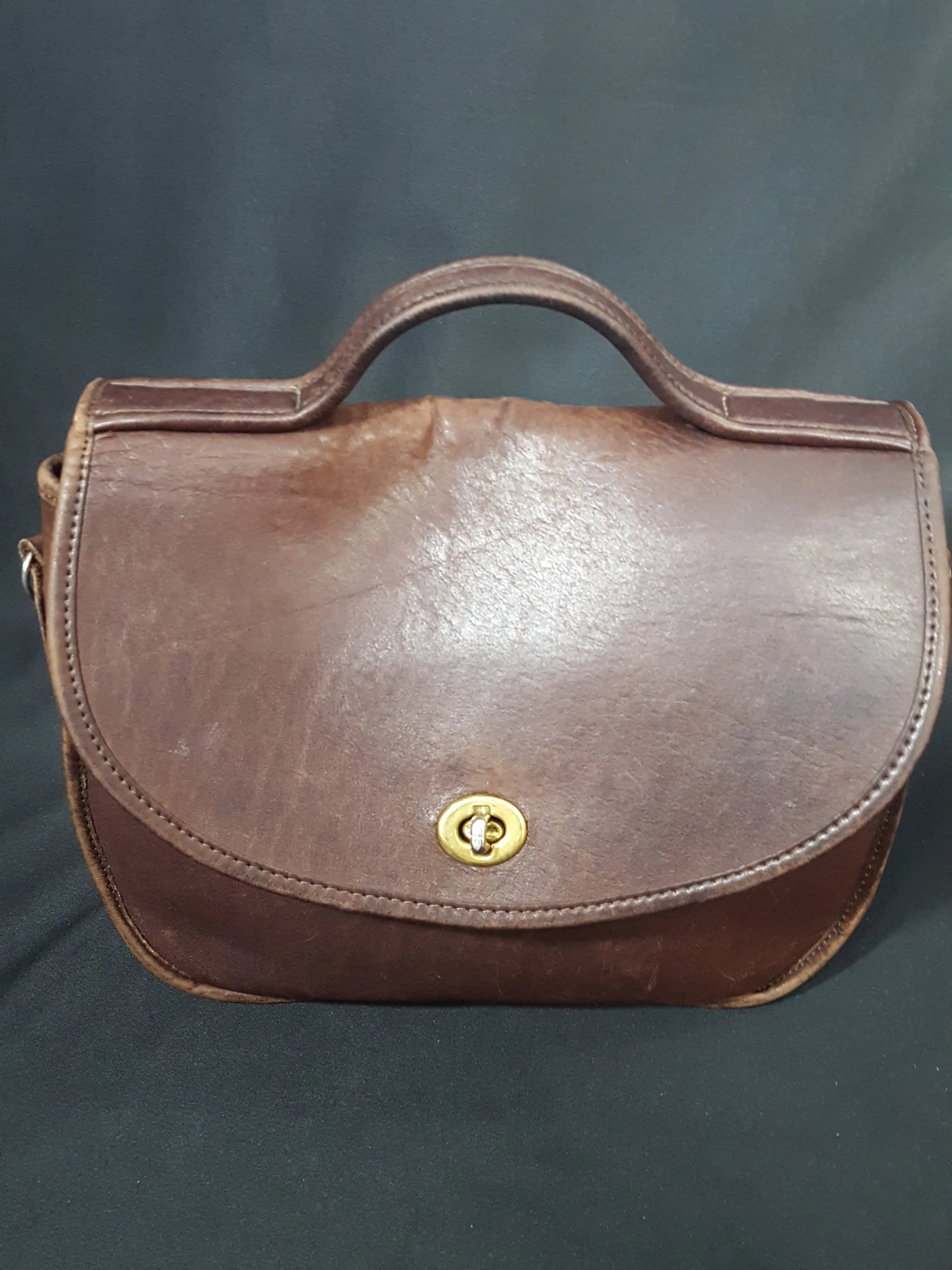 Vintage Brown Leather Saddle Bag