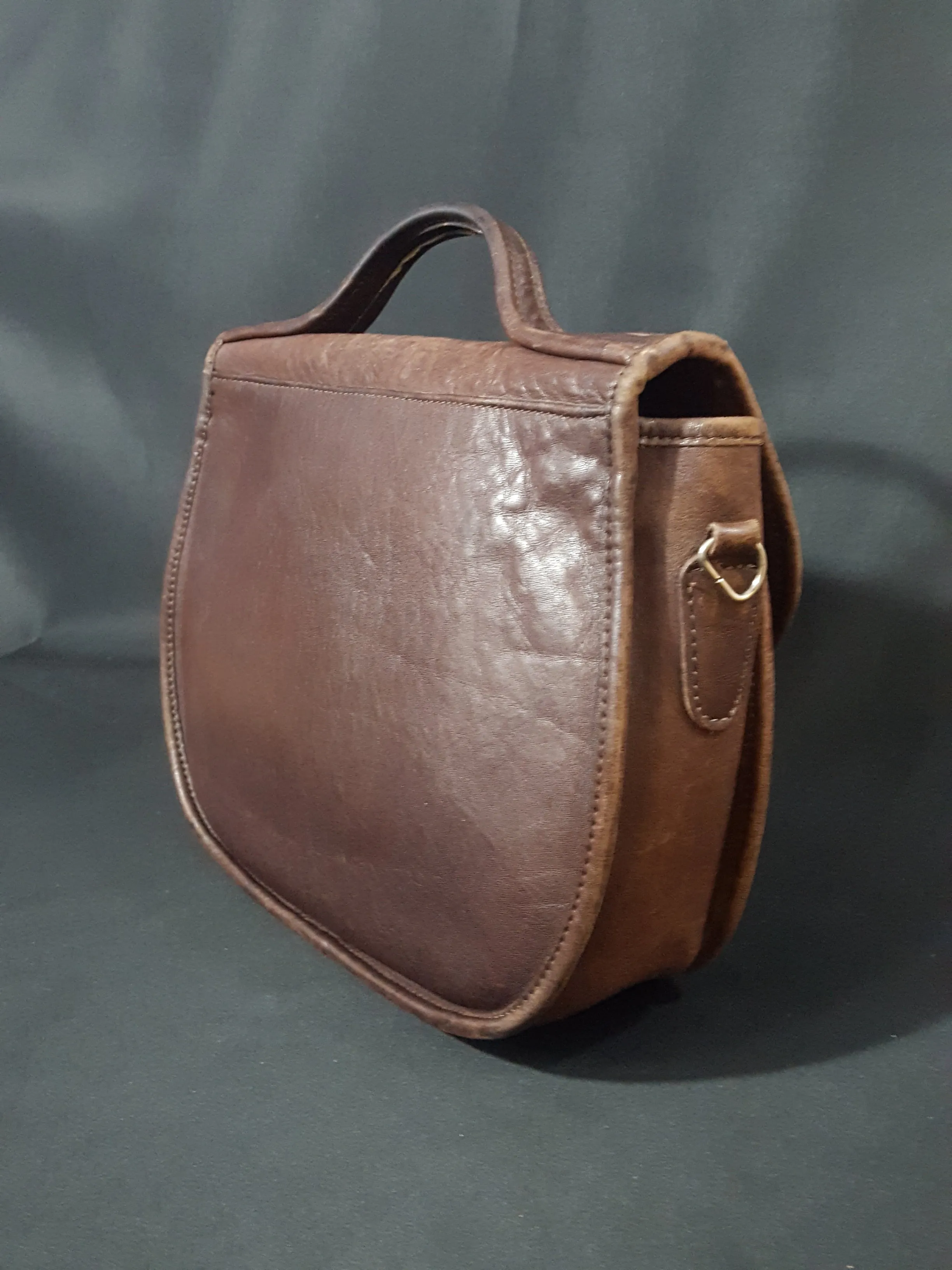 Vintage Brown Leather Saddle Bag