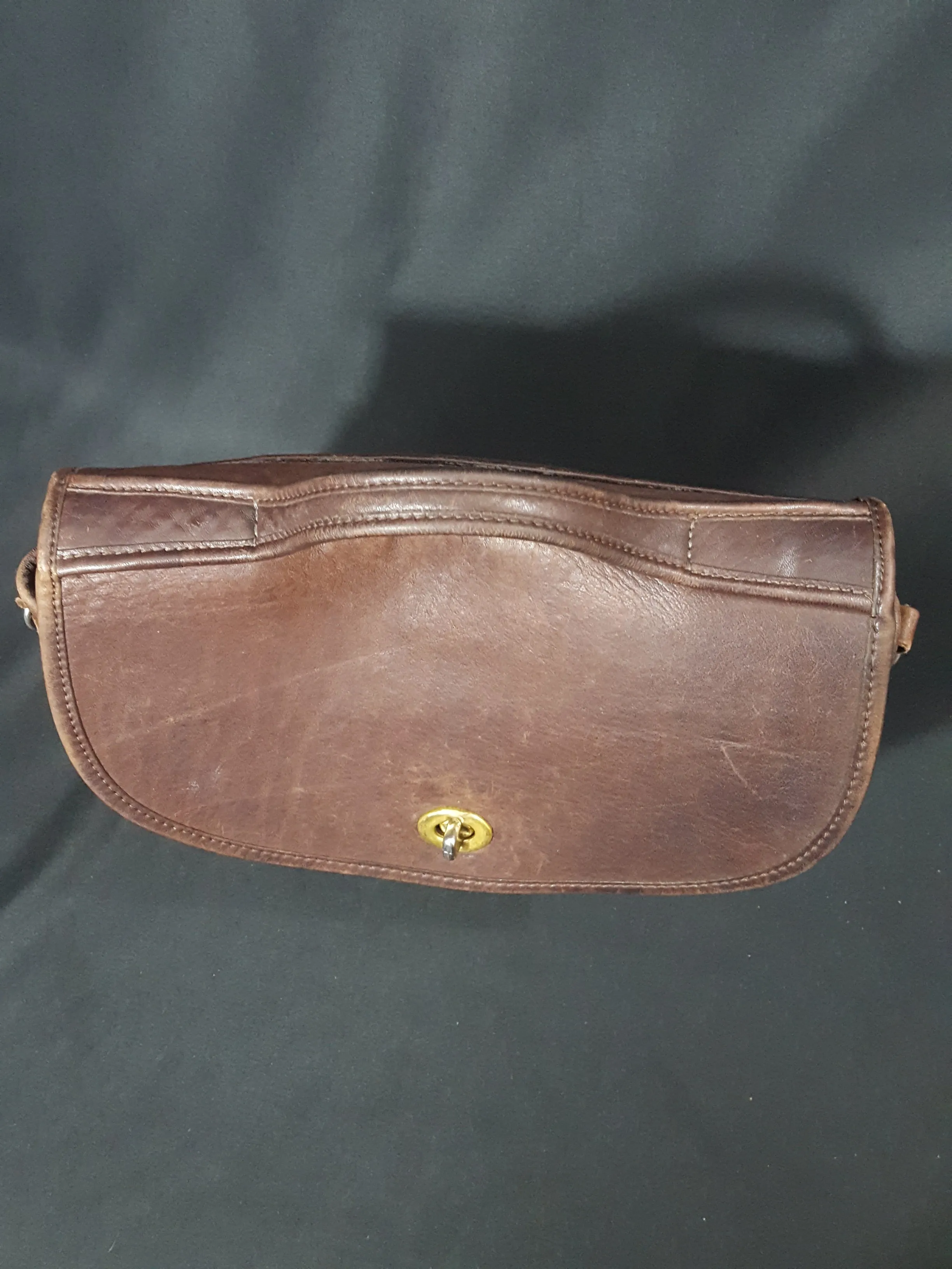 Vintage Brown Leather Saddle Bag