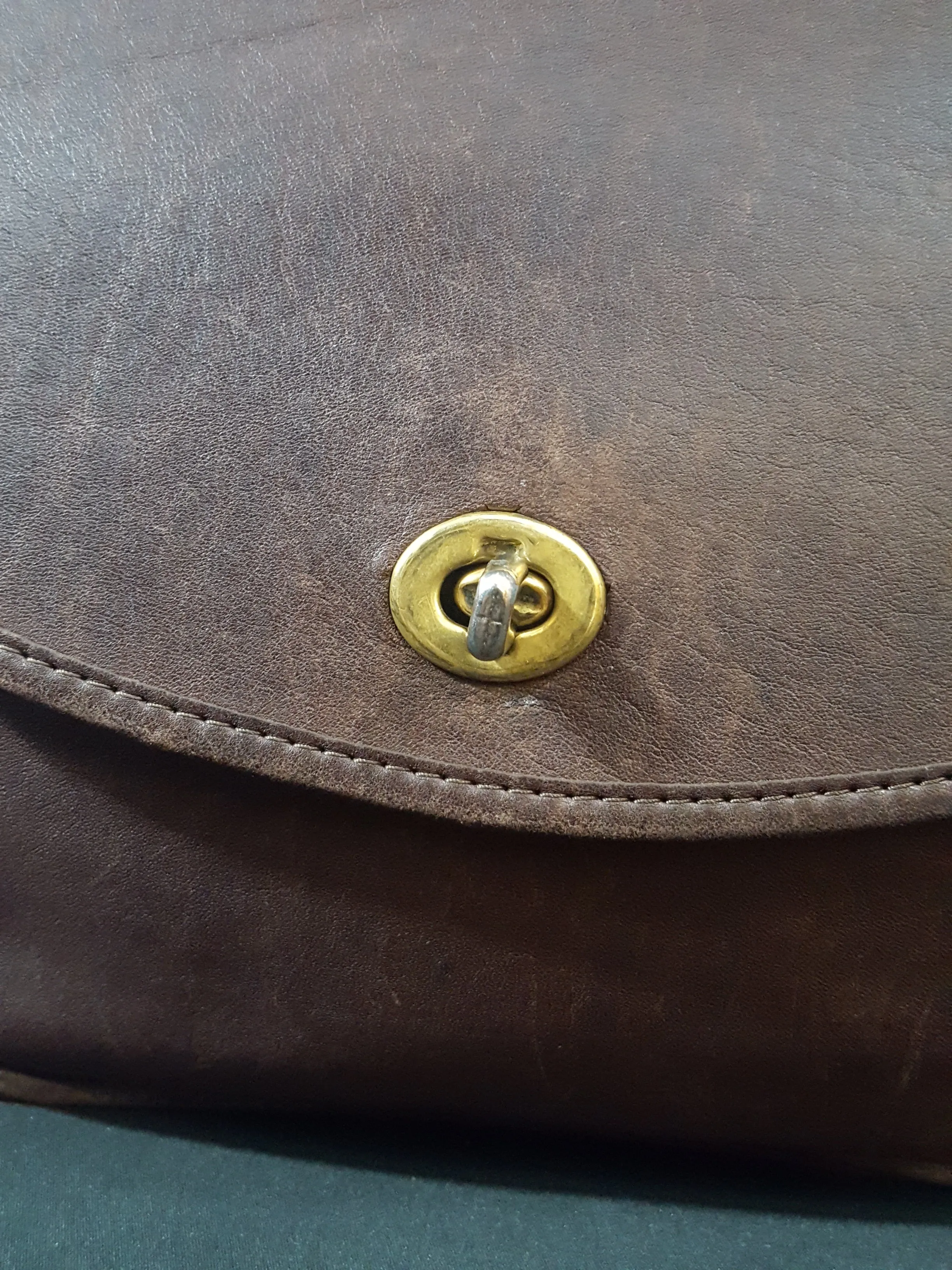 Vintage Brown Leather Saddle Bag