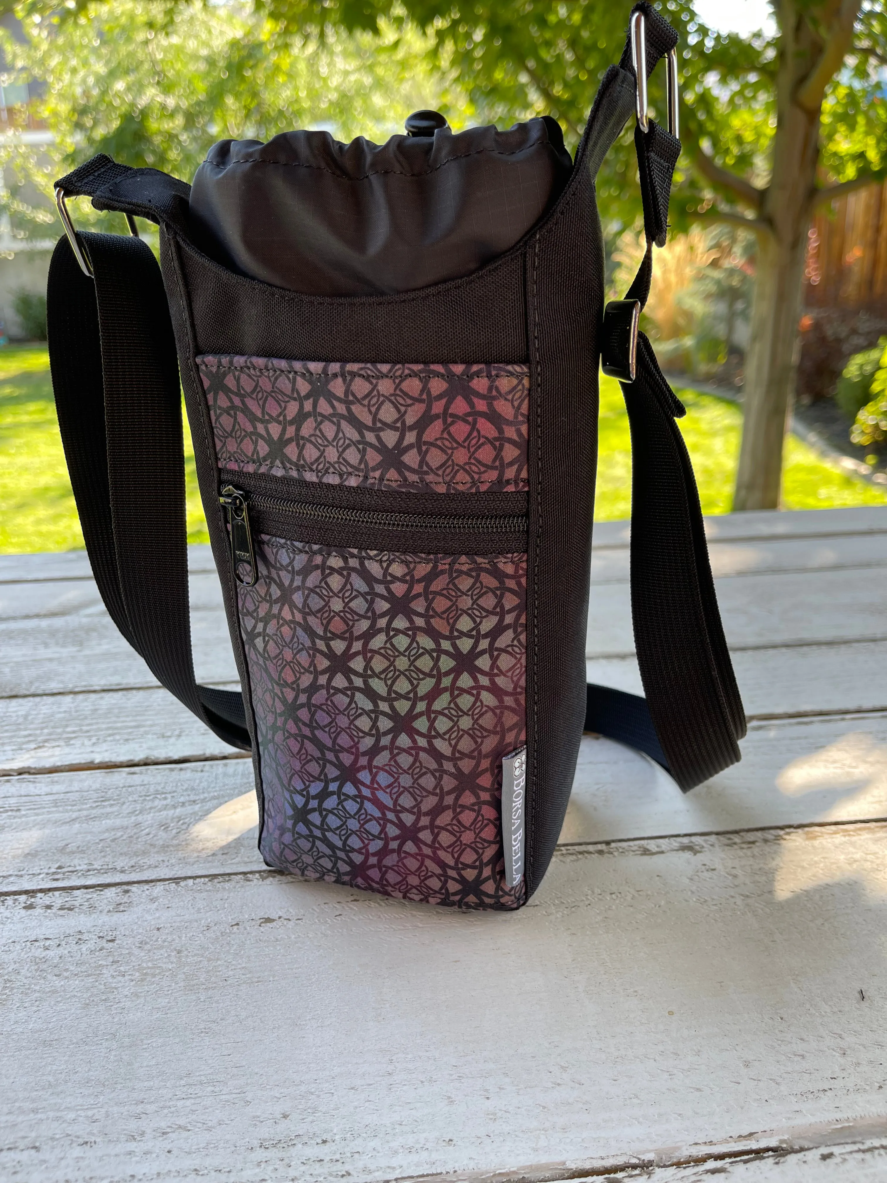 Water Bottle Crossbody Bag - Day Drinker - Prism Fabric Pocket