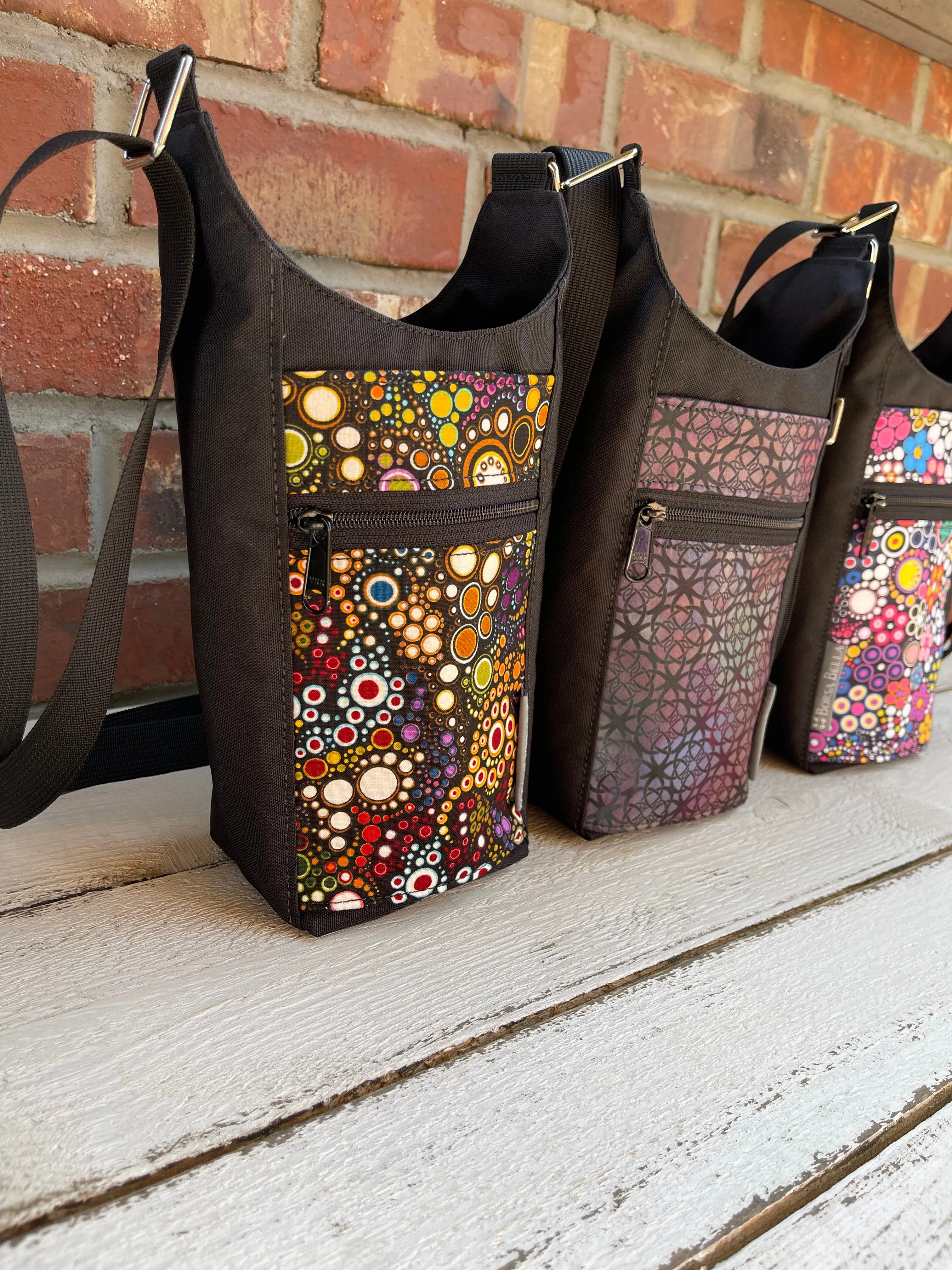 Water Bottle Crossbody Bag - Day Drinker - Prism Fabric Pocket