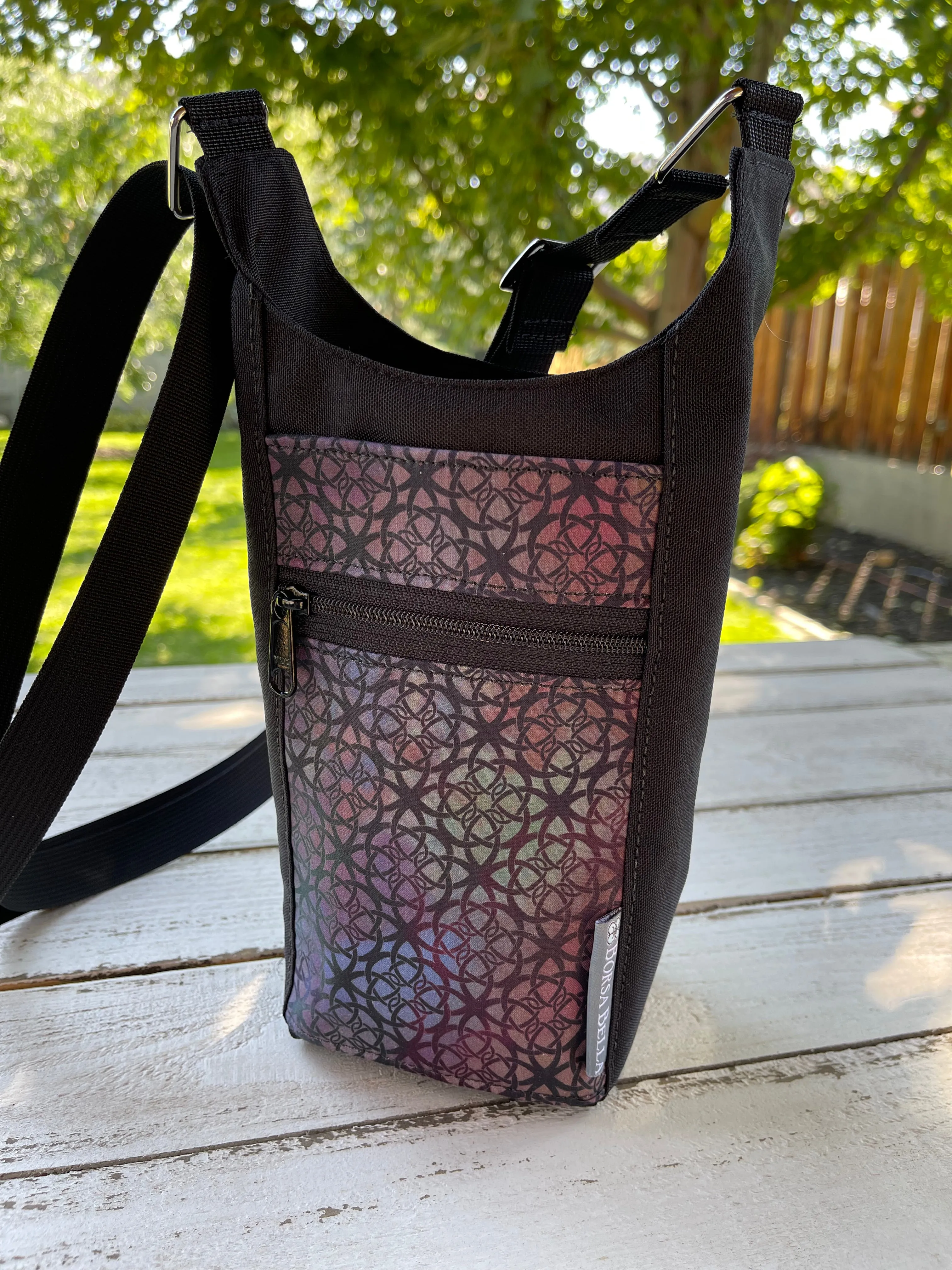 Water Bottle Crossbody Bag - Day Drinker - Prism Fabric Pocket