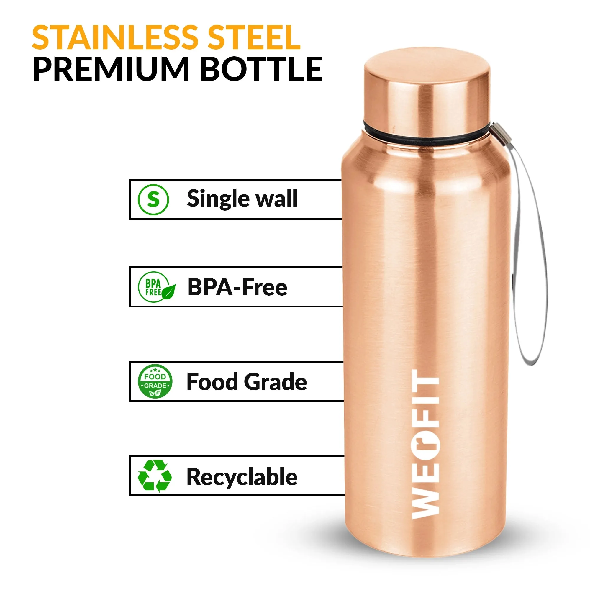 WErFIT Steel Water Bottle for Sports, Hiking, Home, Gym, Office, School, Carrying Strap 700 ml Shaker