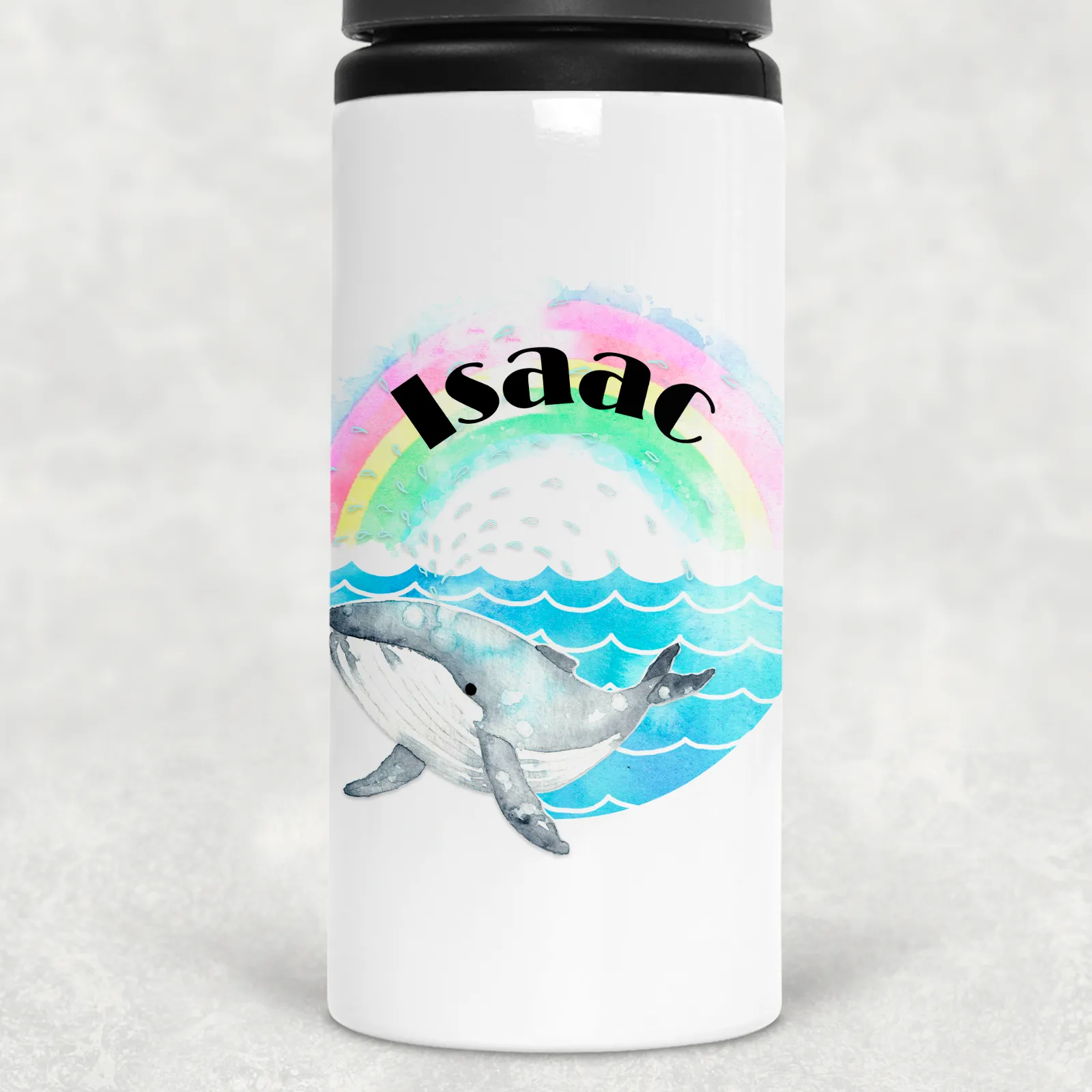 Whale Rainbow Personalised Aluminium Straw Water Bottle 650ml