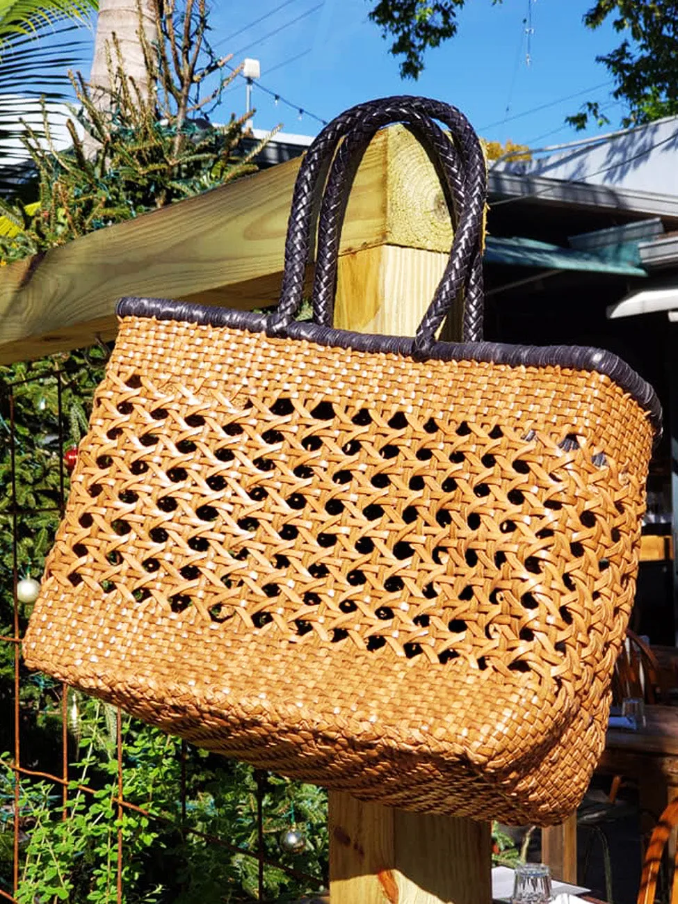 Woven Leather Large Tote Bag Wicker