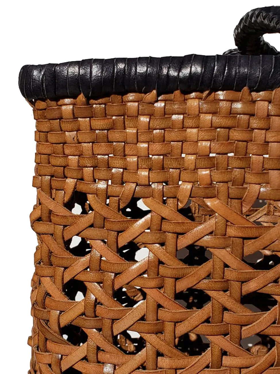 Woven Leather Large Tote Bag Wicker