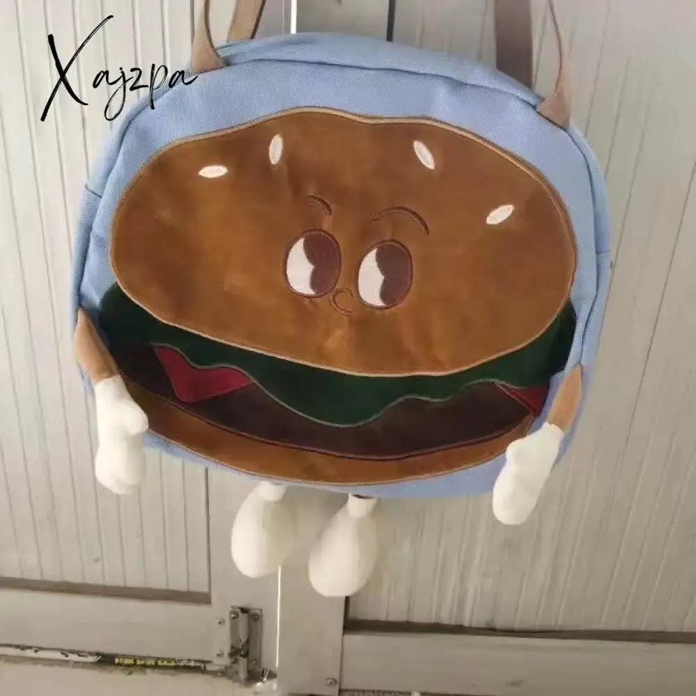 Xajzpa - Creative Kawaii Hamburger Canvas Tote Bag Travel Bag Should Bag Women Leisure Eco Shopping High Quality Foldable Handbag