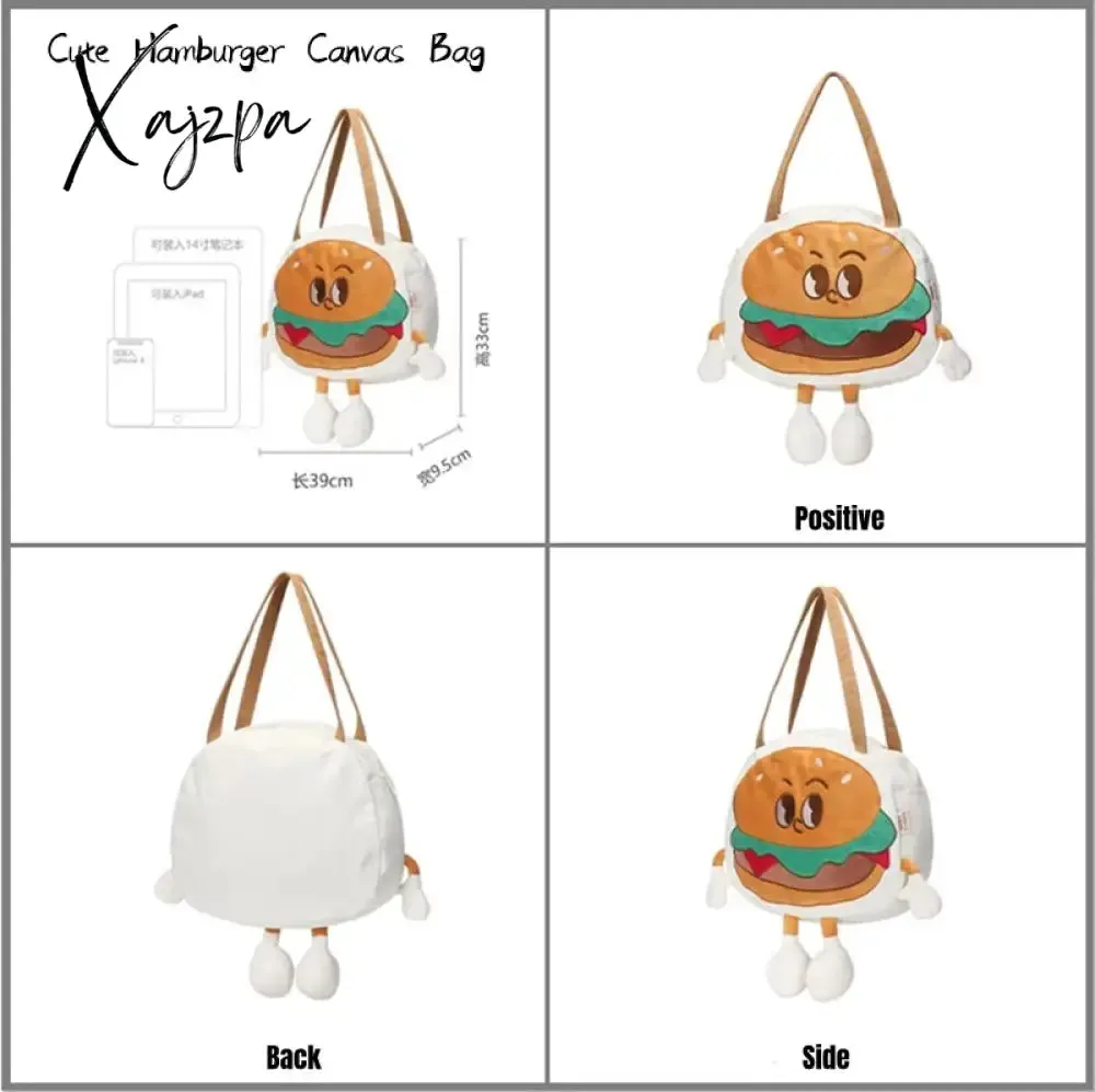 Xajzpa - Creative Kawaii Hamburger Canvas Tote Bag Travel Bag Should Bag Women Leisure Eco Shopping High Quality Foldable Handbag