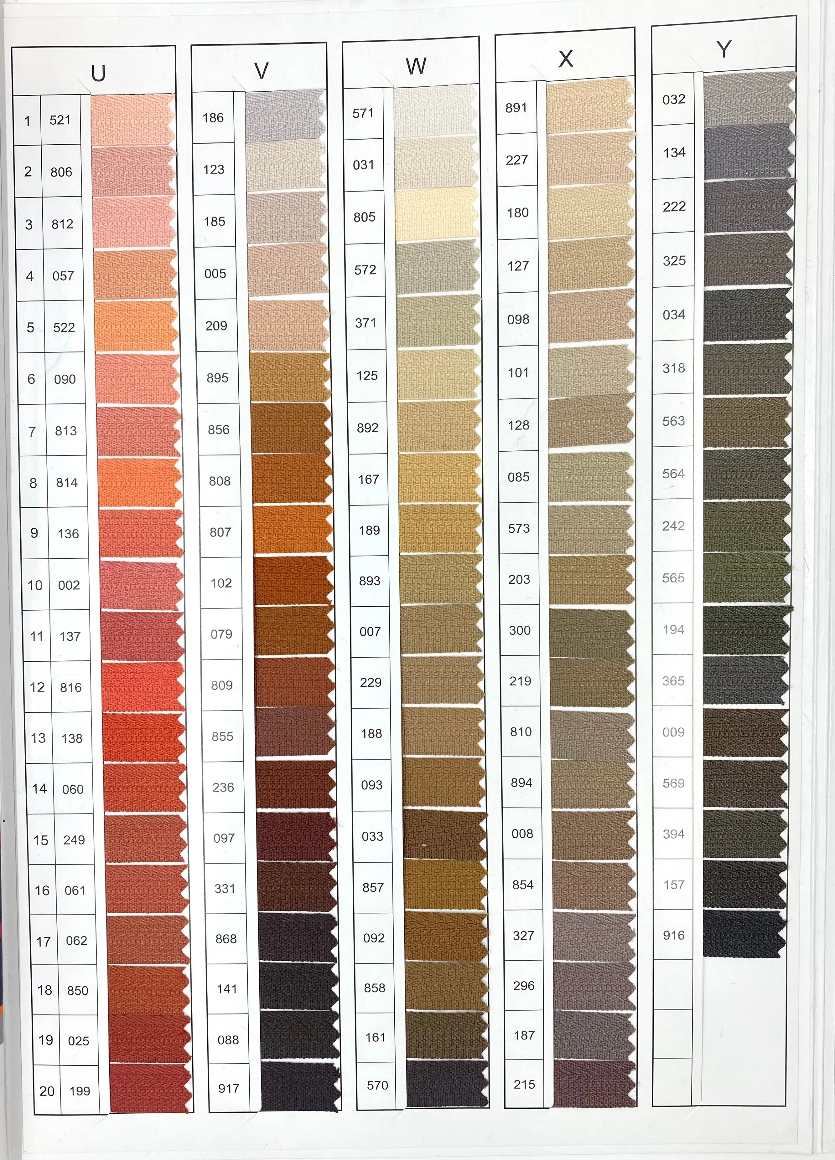 YKK® Color Card