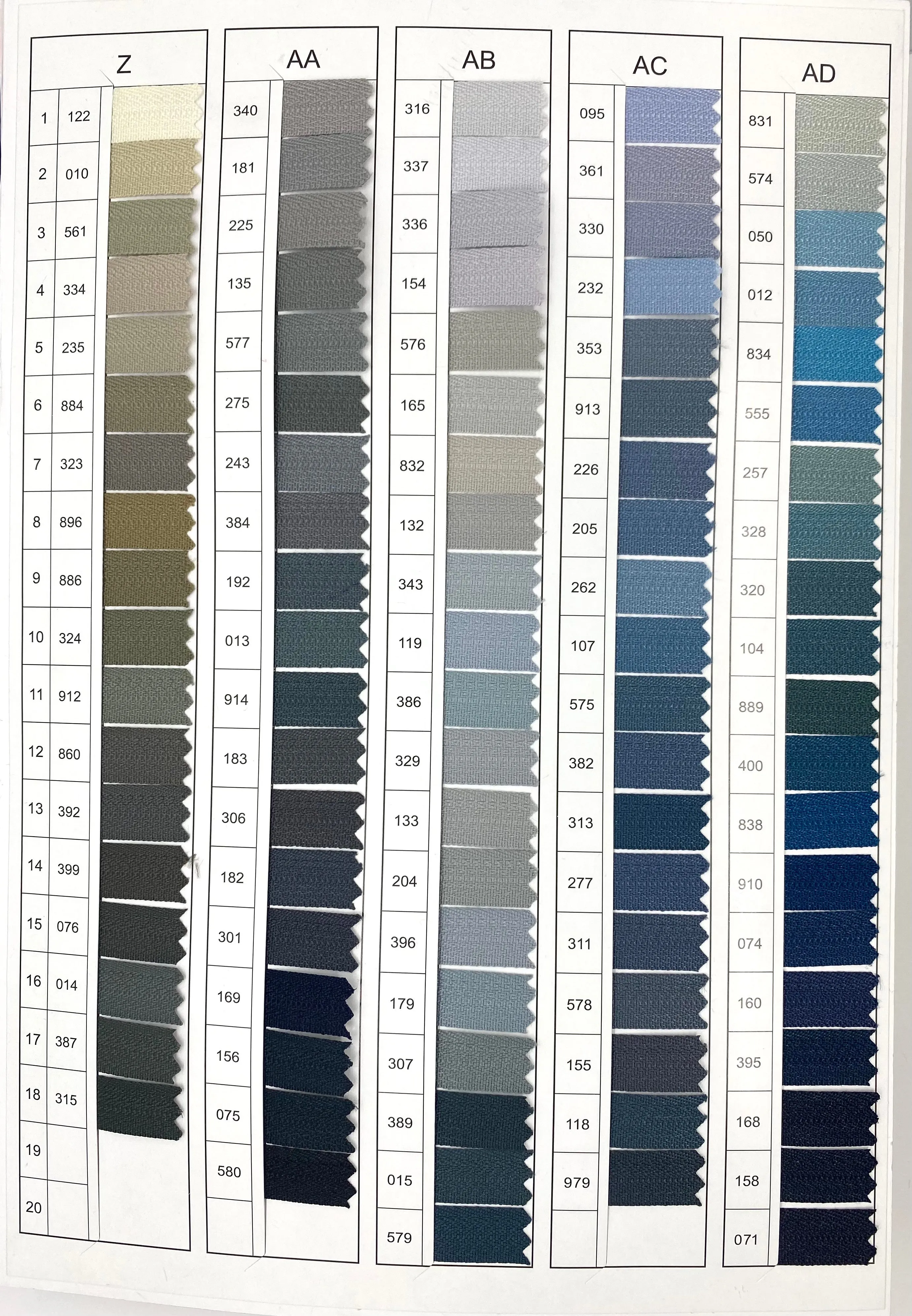 YKK® Color Card