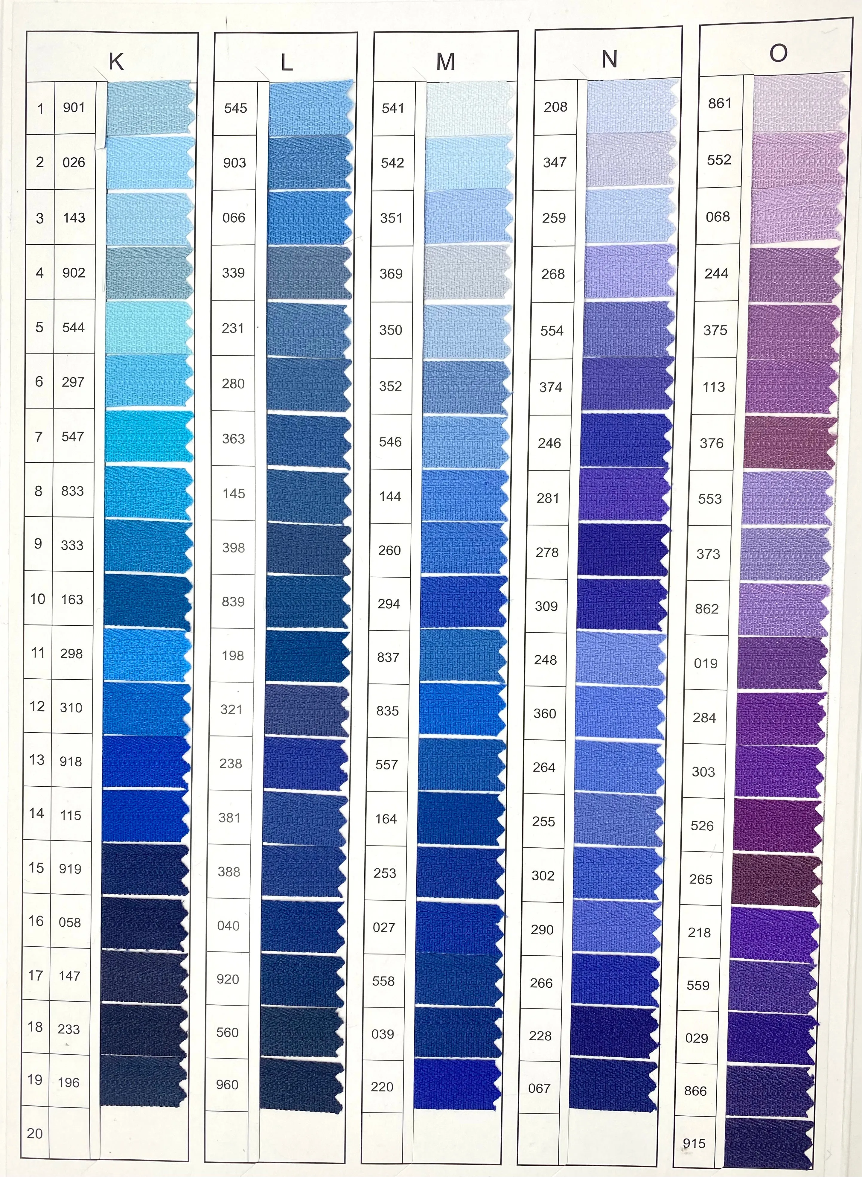 YKK® Color Card